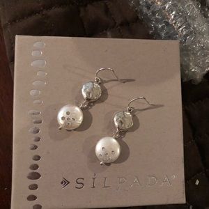 Silpada coin pearl and silver earrings